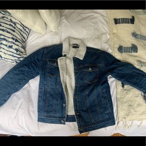 Frank and Oak Men’s Jean Jacket with fur interior